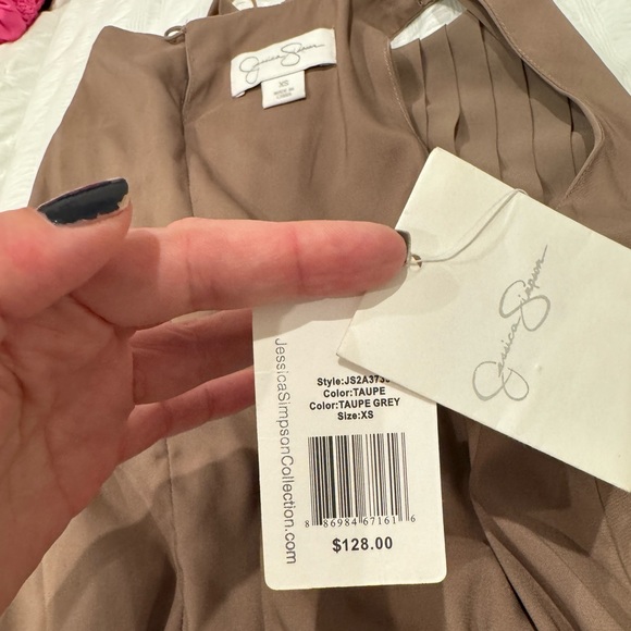 NWT Jessica Simpson Pleated Ruffle Khaki Lemon Yellow Mini Dress size XS $128 - Picture 7 of 8